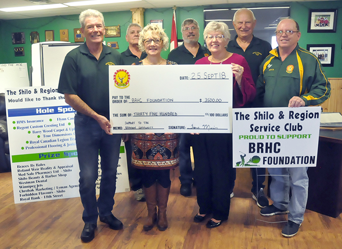  Members of the Shilo Service Club donated proceeds from their 2018 fall golf tournament to the Brandon Regional Health Centre.
